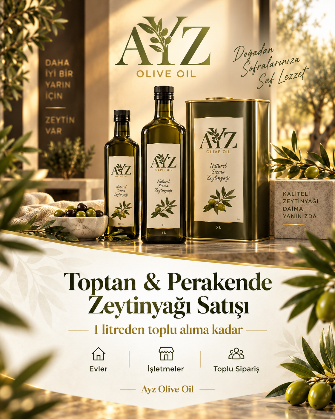 AYZ zeytinyağı şişe ve teneke ambalajları